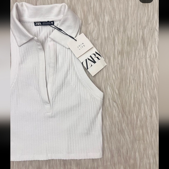 ZARA - Ribbed Polo Crop Top - Picture 2 of 7
